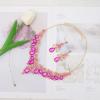 imageCSY Elegant Teardrop Crystal Wedding Jewelry Sets for Women Bridal Statement Necklace Earrings Bride Bridesmaid Costume Accessorieshot pink