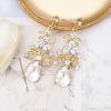 imageCSY Elegant Teardrop Crystal Wedding Jewelry Sets for Women Bridal Statement Necklace Earrings Bride Bridesmaid Costume Accessorieswhite crystalgold tone