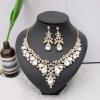 imageCSY Elegant Teardrop Crystal Wedding Jewelry Sets for Women Bridal Statement Necklace Earrings Bride Bridesmaid Costume Accessorieswhite crystalgold tone