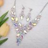 imageCSY Elegant Womens Wedding Jewelry Sets Flower Leaf Marquise Crystal Bridal Statement Necklace Dangle Earrings Set for Brideab crystalplatinum tone