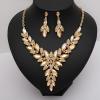 imageCSY Elegant Womens Wedding Jewelry Sets Flower Leaf Marquise Crystal Bridal Statement Necklace Dangle Earrings Set for Bridechampagnegold tone