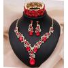 imageCSY Womens Elegant Bridal Necklace Earrings Stretch Bangle Set for Bride Bridesmaid Wedding Costume Jewelry Sets red crystal