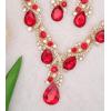 imageCSY Womens Elegant Bridal Necklace Earrings Stretch Bangle Set for Bride Bridesmaid Wedding Costume Jewelry Sets red crystal