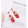 imageCSY Womens Elegant Bridal Necklace Earrings Stretch Bangle Set for Bride Bridesmaid Wedding Costume Jewelry Sets red crystal