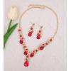 imageCSY Womens Elegant Bridal Necklace Earrings Stretch Bangle Set for Bride Bridesmaid Wedding Costume Jewelry Sets red crystal