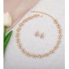 imageElegant Wedding Jewelry Sets Bridal Necklace Link Bracelet Earrings Sets Choker Necklace Prom Costume Accessories for Bridesmaid BrideStyle 5white pearlgold tone