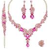 4 Pcs/Set-Gold Plated-Hot Pink