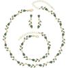 imageCSY Elegant Leaf Cluster Choker Necklace Earrings Bracelet Set for Bride Bridesmaids Bridal Wedding Jewelry Set Prom Formal Costume Accessoriesgreen rhinestonesgold tone
