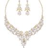 imageCSY Elegant Teardrop Crystal Wedding Jewelry Sets for Women Bridal Statement Necklace Earrings Bride Bridesmaid Costume Accessorieswhite crystalgold tone