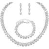 imageElegant Wedding Jewelry Sets Bridal Necklace Link Bracelet Earrings Sets Choker Necklace Prom Costume Accessories for Bridesmaid Bridestyle 2 white