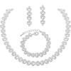 imageElegant Wedding Jewelry Sets Bridal Necklace Link Bracelet Earrings Sets Choker Necklace Prom Costume Accessories for Bridesmaid Bridestyle 3 white