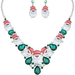 imageCute Christmas Necklace Statement Santa Claus Dangle Earrings Xmas Party Costume Jewelry Sets Gift for Women GirlsStyle C