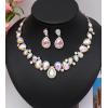 imageCSY Elegant Bridal Necklace Earrings Bracelet Ring Set for Bride Bridesmaid Tear Drop Crystal Wedding Prom Costume Jewelry Sets for WomenAB Crystal  Silver plated
