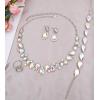 imageCSY Elegant Bridal Necklace Earrings Bracelet Ring Set for Bride Bridesmaid Tear Drop Crystal Wedding Prom Costume Jewelry Sets for WomenAB Crystal  Silver plated