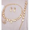 imageCSY Elegant Bridal Necklace Earrings Bracelet Ring Set for Bride Bridesmaid Tear Drop Crystal Wedding Prom Costume Jewelry Sets for Womenchampagne gold