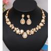 imageCSY Elegant Bridal Necklace Earrings Bracelet Ring Set for Bride Bridesmaid Tear Drop Crystal Wedding Prom Costume Jewelry Sets for Womenchampagne gold