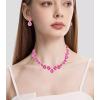imageCSY Elegant Bridal Necklace Earrings Bracelet Ring Set for Bride Bridesmaid Tear Drop Crystal Wedding Prom Costume Jewelry Sets for Womenhot pink  gold plated