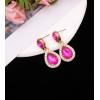 imageCSY Elegant Bridal Necklace Earrings Bracelet Ring Set for Bride Bridesmaid Tear Drop Crystal Wedding Prom Costume Jewelry Sets for Womenhot pink  gold plated