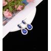 imageCSY Elegant Bridal Necklace Earrings Bracelet Ring Set for Bride Bridesmaid Tear Drop Crystal Wedding Prom Costume Jewelry Sets for Womenroyal blue  platinum plated