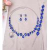 imageCSY Elegant Bridal Necklace Earrings Bracelet Ring Set for Bride Bridesmaid Tear Drop Crystal Wedding Prom Costume Jewelry Sets for Womenroyal blue  platinum plated