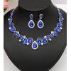 imageCSY Elegant Bridal Necklace Earrings Bracelet Ring Set for Bride Bridesmaid Tear Drop Crystal Wedding Prom Costume Jewelry Sets for Womenroyal blue  platinum plated