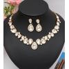 imageCSY Elegant Bridal Necklace Earrings Bracelet Ring Set for Bride Bridesmaid Tear Drop Crystal Wedding Prom Costume Jewelry Sets for Womenwhite crystal  gold plated