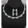 imageCSY Elegant Bridal Necklace Earrings Bracelets Leaves Shape Wedding Prom Dress Accessories Rhinestones Jewelry Sets for Bride BridesmaidStyle  3 White pearl  Silver tone