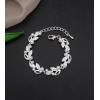 imageCSY Elegant Bridal Necklace Earrings Bracelets Leaves Shape Wedding Prom Dress Accessories Rhinestones Jewelry Sets for Bride BridesmaidStyle  3 White pearl  Silver tone