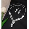 imageCSY Elegant Bridal Necklace Earrings Bracelets Leaves Shape Wedding Prom Dress Accessories Rhinestones Jewelry Sets for Bride BridesmaidStyle 1  White pearl  Silver tone