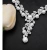 imageCSY Elegant Bridal Necklace Earrings Bracelets Leaves Shape Wedding Prom Dress Accessories Rhinestones Jewelry Sets for Bride BridesmaidStyle 1  White pearl  Silver tone