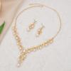 imageCSY Elegant Bridal Necklace Earrings Bracelets Leaves Shape Wedding Prom Dress Accessories Rhinestones Jewelry Sets for Bride BridesmaidStyle 1  White pearl  gold tone
