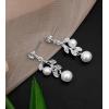 imageCSY Elegant Bridal Necklace Earrings Bracelets Leaves Shape Wedding Prom Dress Accessories Rhinestones Jewelry Sets for Bride BridesmaidStyle 1  White pearl  Silver tone