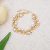 imageCSY Elegant Bridal Necklace Earrings Bracelets Leaves Shape Wedding Prom Dress Accessories Rhinestones Jewelry Sets for Bride BridesmaidStyle 1  White pearl  gold tone