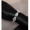 imageCSY Elegant Bridal Necklace Earrings Bracelets Leaves Shape Wedding Prom Dress Accessories Rhinestones Jewelry Sets for Bride BridesmaidStyle 2  White rhinestones  Silver tone