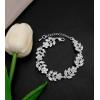 imageCSY Elegant Bridal Necklace Earrings Bracelets Leaves Shape Wedding Prom Dress Accessories Rhinestones Jewelry Sets for Bride BridesmaidStyle 2  White rhinestones  Silver tone