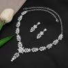 imageCSY Elegant Bridal Necklace Earrings Bracelets Leaves Shape Wedding Prom Dress Accessories Rhinestones Jewelry Sets for Bride BridesmaidStyle 2  White rhinestones  Silver tone