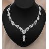 imageCSY Elegant Bridal Necklace Earrings Bracelets Leaves Shape Wedding Prom Dress Accessories Rhinestones Jewelry Sets for Bride BridesmaidStyle 2  White rhinestones  Silver tone