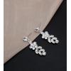 imageCSY Elegant Bridal Necklace Earrings Bracelets Leaves Shape Wedding Prom Dress Accessories Rhinestones Jewelry Sets for Bride BridesmaidStyle 2  White rhinestones  Silver tone