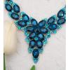 imageCSY Elegant Crystal Costume Jewelry Sets Flower Leaves Bridal Necklace Earrings Bracelet Set for Bride Bridesmaid Wedding Prom Dress Accessorieslake blue