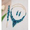 imageCSY Elegant Crystal Costume Jewelry Sets Flower Leaves Bridal Necklace Earrings Bracelet Set for Bride Bridesmaid Wedding Prom Dress Accessorieslake blue