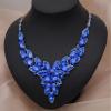 imageCSY Elegant Crystal Costume Jewelry Sets Flower Leaves Bridal Necklace Earrings Bracelet Set for Bride Bridesmaid Wedding Prom Dress Accessoriesroyal bluegold tone