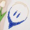 imageCSY Elegant Crystal Costume Jewelry Sets Flower Leaves Bridal Necklace Earrings Bracelet Set for Bride Bridesmaid Wedding Prom Dress Accessoriesroyal bluegold tone