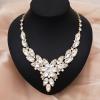 imageCSY Elegant Crystal Costume Jewelry Sets Flower Leaves Bridal Necklace Earrings Bracelet Set for Bride Bridesmaid Wedding Prom Dress Accessorieswhite crystalgold tone