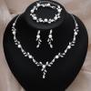 imageCSY Luxury Bridal Necklace Earrings Bracelet Cubic Zirconia Wedding Jewelry for Bride CZ Crystal Pearl Floral Vine Silver Jewelry Set WomenStyleAsilvernecklace earrings bracelet