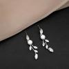 imageCSY Luxury Bridal Necklace Earrings Bracelet Cubic Zirconia Wedding Jewelry for Bride CZ Crystal Pearl Floral Vine Silver Jewelry Set WomenStyleAsilvernecklace earrings bracelet
