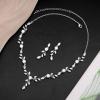 imageCSY Luxury Bridal Necklace Earrings Bracelet Cubic Zirconia Wedding Jewelry for Bride CZ Crystal Pearl Floral Vine Silver Jewelry Set WomenStyleAsilvernecklace earrings bracelet