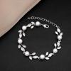 imageCSY Luxury Bridal Necklace Earrings Bracelet Cubic Zirconia Wedding Jewelry for Bride CZ Crystal Pearl Floral Vine Silver Jewelry Set WomenStyleBsilvernecklace earrings bracelet