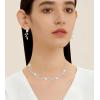 imageCSY Luxury Bridal Necklace Earrings Bracelet Cubic Zirconia Wedding Jewelry for Bride CZ Crystal Pearl Floral Vine Silver Jewelry Set WomenStyleBsilvernecklace earrings bracelet