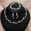 imageCSY Luxury Bridal Necklace Earrings Bracelet Cubic Zirconia Wedding Jewelry for Bride CZ Crystal Pearl Floral Vine Silver Jewelry Set WomenStyleBsilvernecklace earrings bracelet