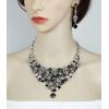 imageCSY Punk Vintage Skull Jewelry Sets Crystal Statement Necklace Earrings Gothic Skeleton Halloween Party Costume Accessories for WomenBlack
